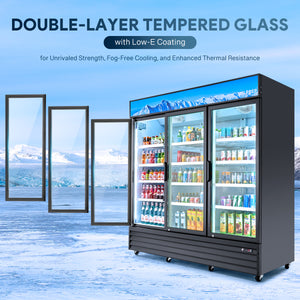 Wilprep commercial refrigerator 3 glass doors