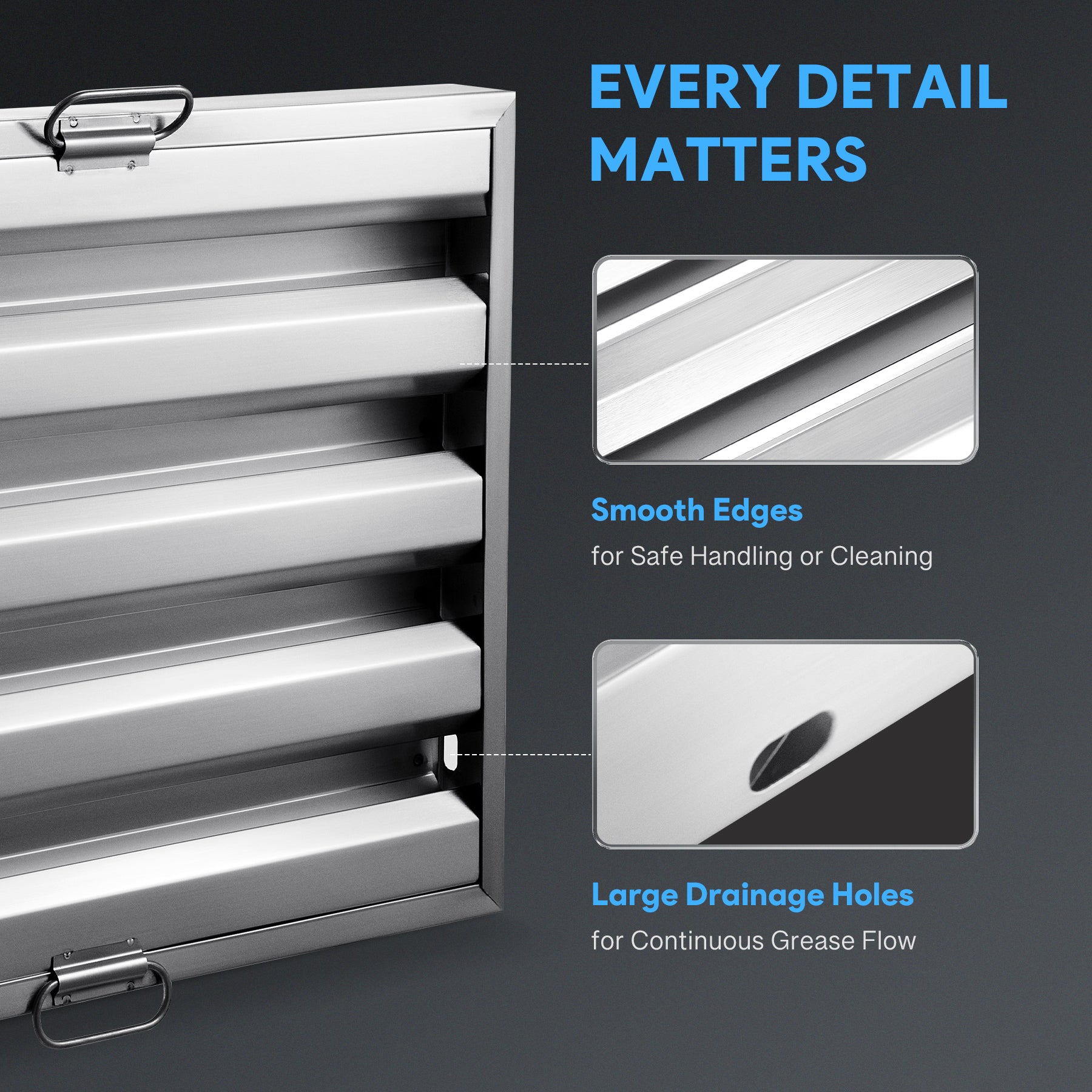 Stainless Steel Baffle Filters for Commercial Hoods