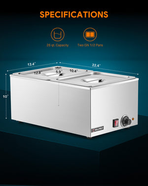 Buffet Food Warmer for Restaurant with 2 Pan & Cover
