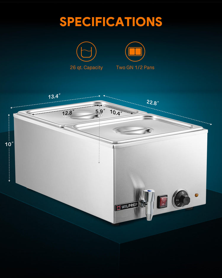 Restaurant Size Dual Well Food Warmers for Sale