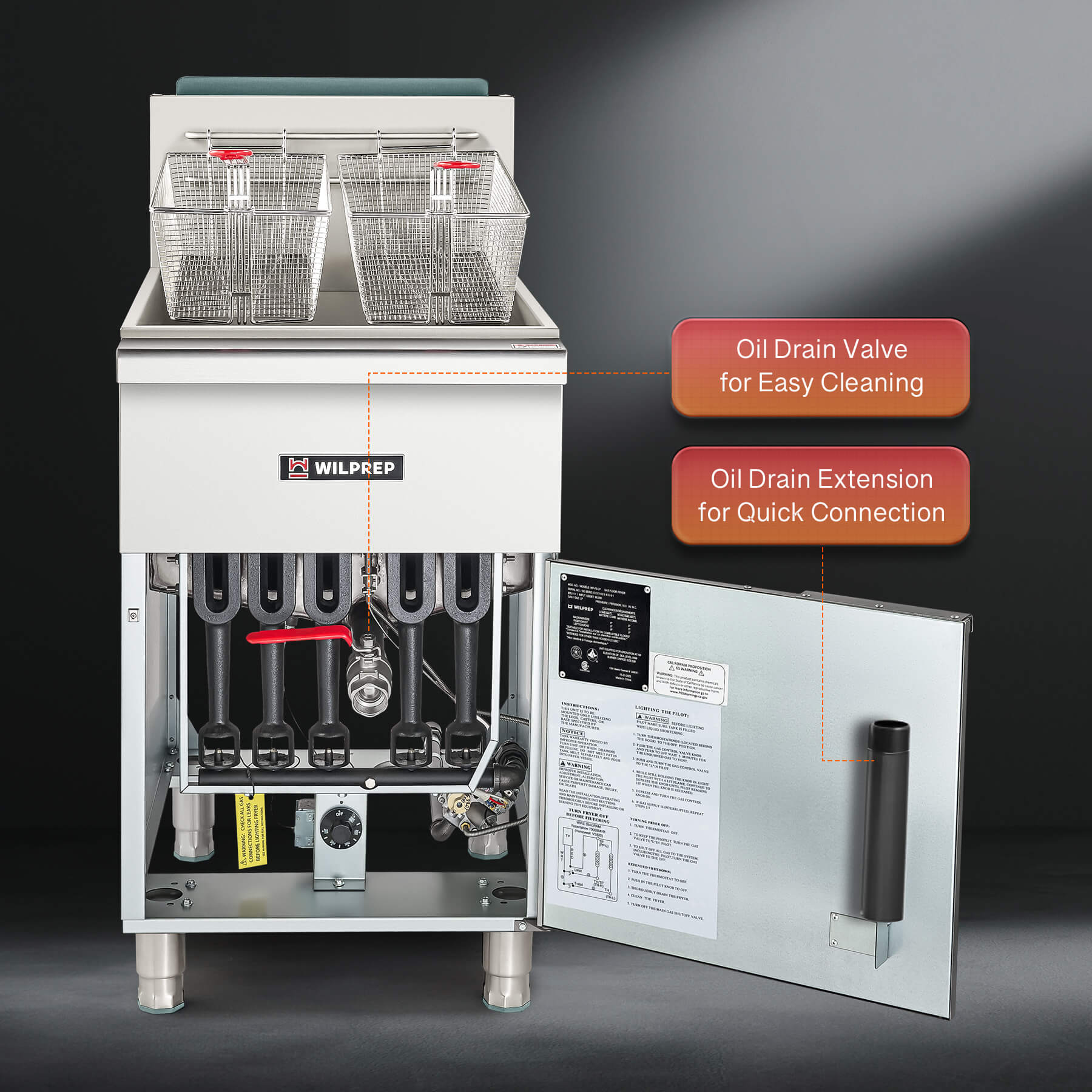 Natural Gas Floor Fryer Full Pot with 2 Basket