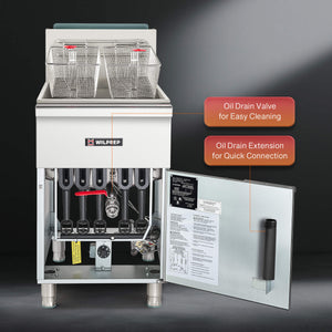 Natural Gas Floor Fryer Full Pot with 2 Basket