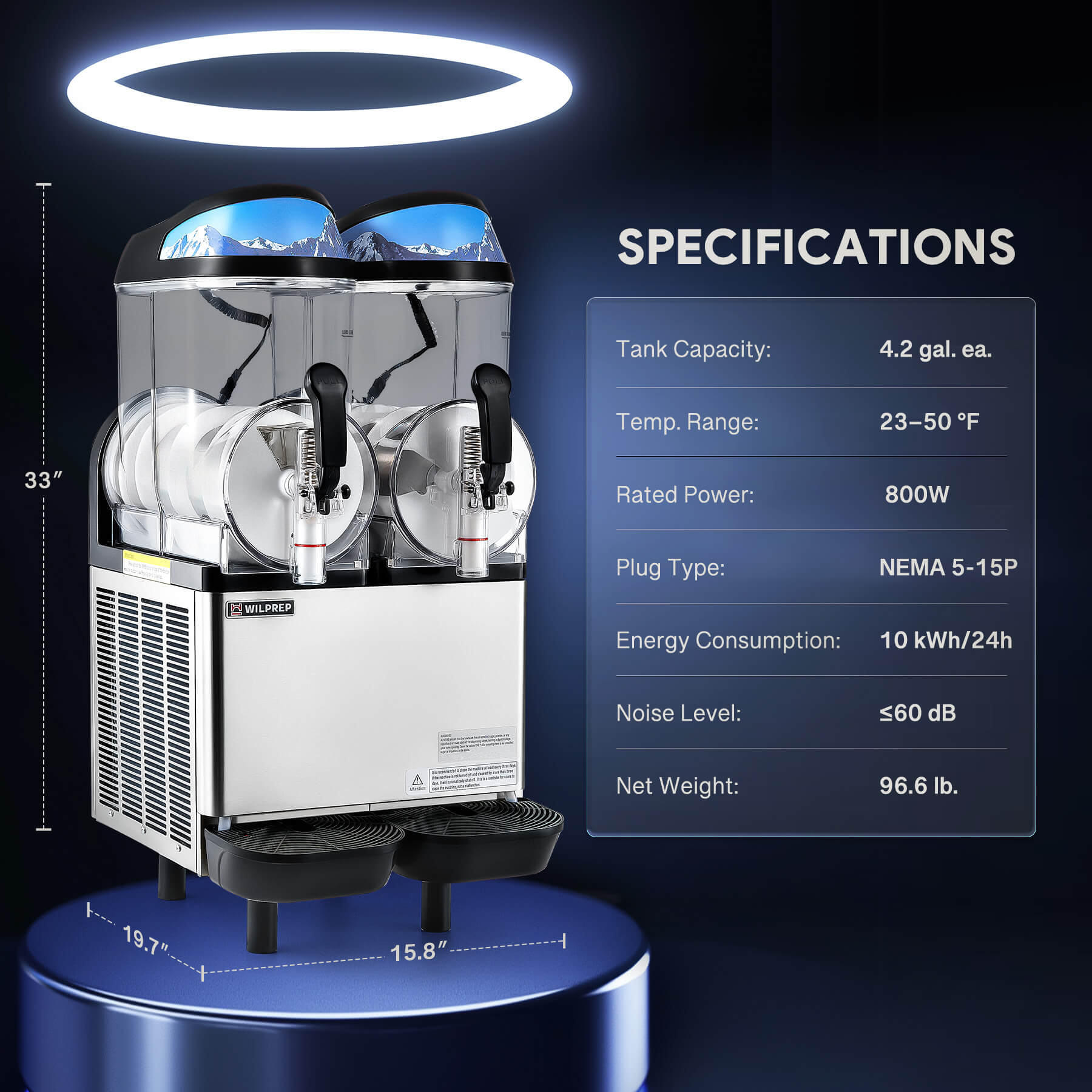 A commercial slushy machine specifications