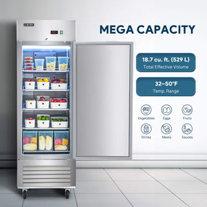 Solid Door Reach in Refrigerator