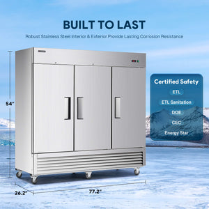81'' Commercial Solid Door Reach in Display Cooler