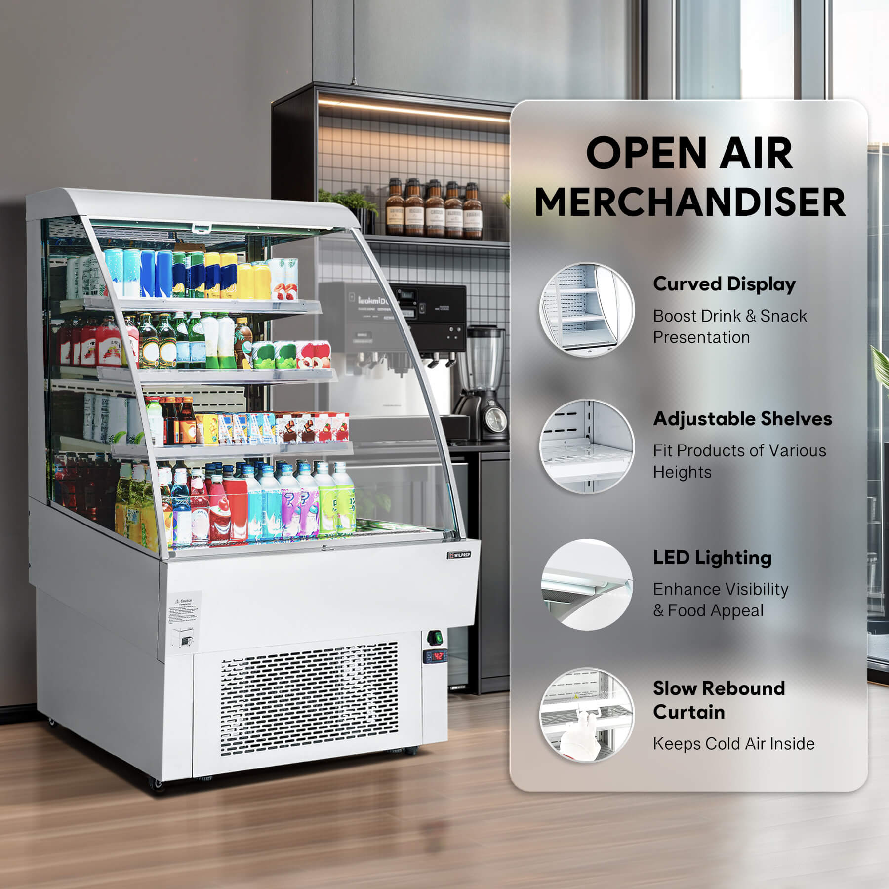 Vertical Open Air Merchandiser Refrigerator with open air merchandiser