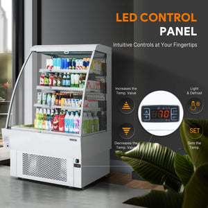Vertical Open Air Merchandiser Refrigerator with led control panel,could adjust the temperature