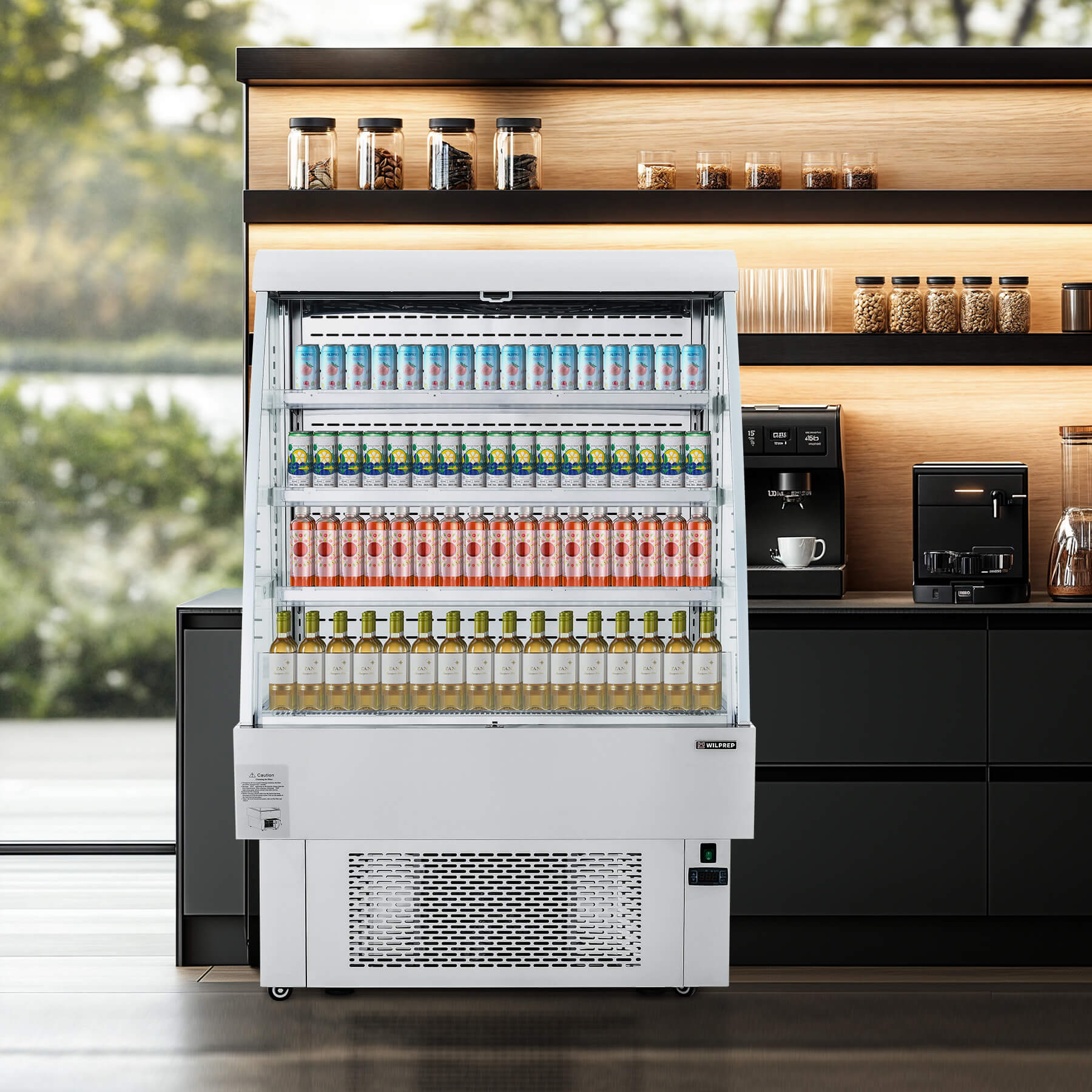 39" Vertical Open Air Merchandiser Refrigerator in Coffee Shop