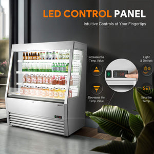47-inch commercial fridge and display refrigerator with UL certification, LED control panel, and adjustable shelving for optimal product visibility and cooling efficiency.