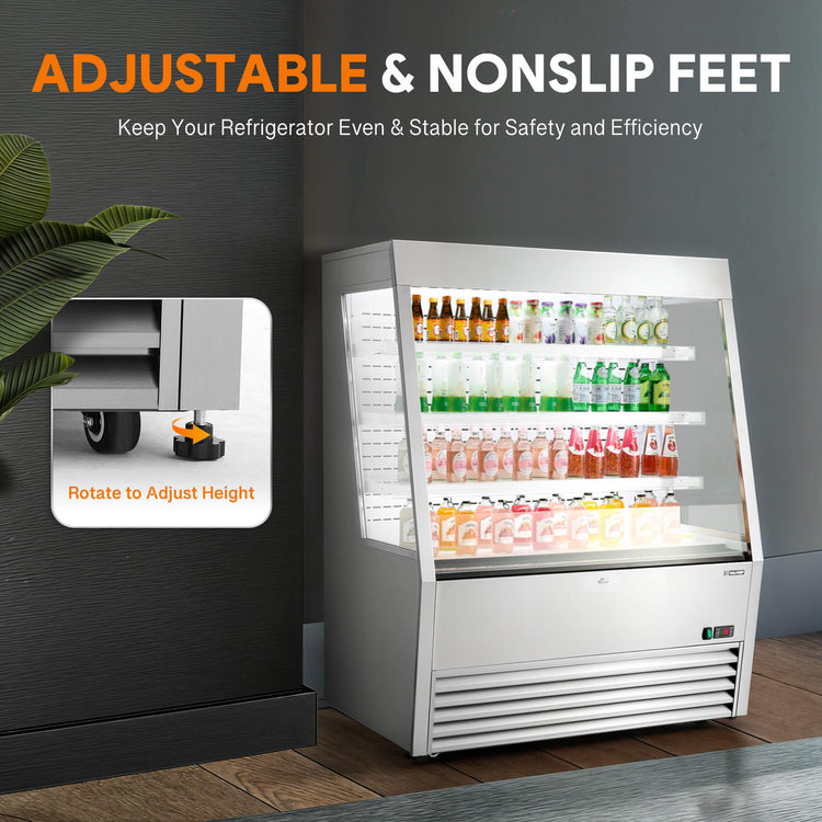 47-inch commercial fridge and display refrigerator with UL certification, LED control panel, and adjustable shelving for optimal product visibility and cooling efficiency.