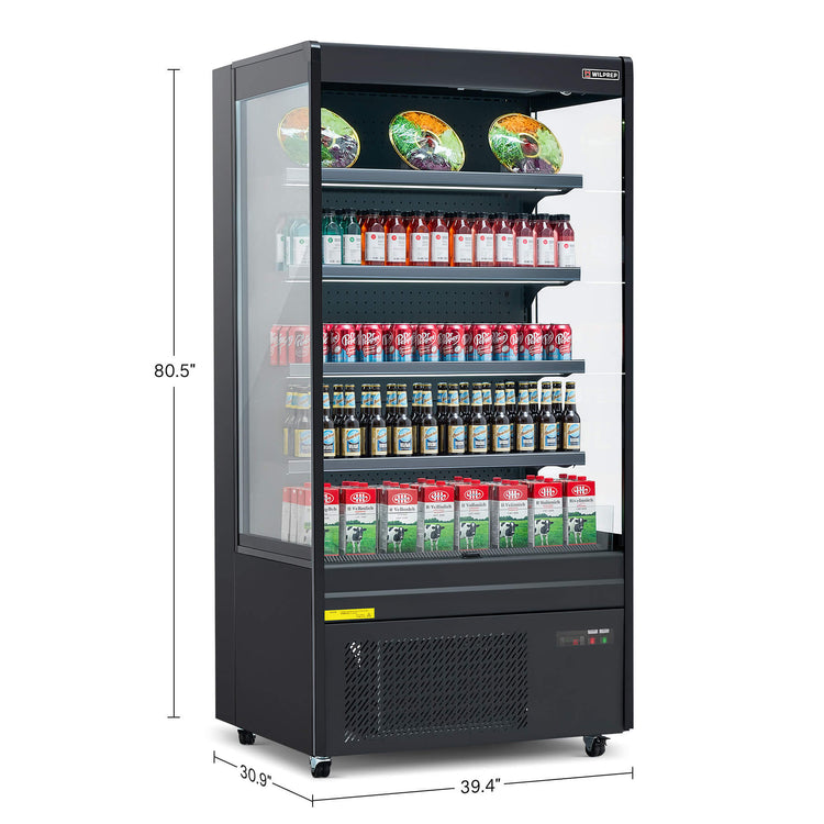 Compact professional refrigerator and commercial fridge featuring LED control panel, height-adjustable shelving, and 14.8 cu. ft. capacity for flexible retail applications.
