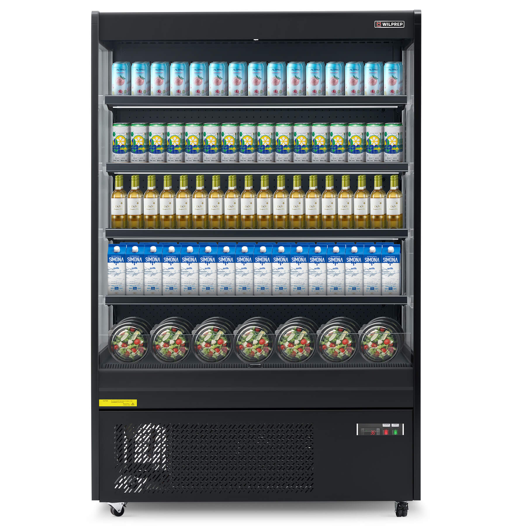 51-inch commercial fridge and display refrigerator with UL certification, LED control panel, and adjustable shelving for optimal product visibility and cooling efficiency.