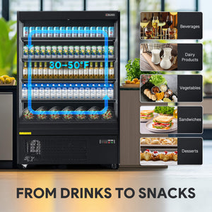 Professional display refrigerator and commercial fridge featuring LED lighting control, height-adjustable shelving, and 19.4 cu. ft. storage for versatile commercial use.