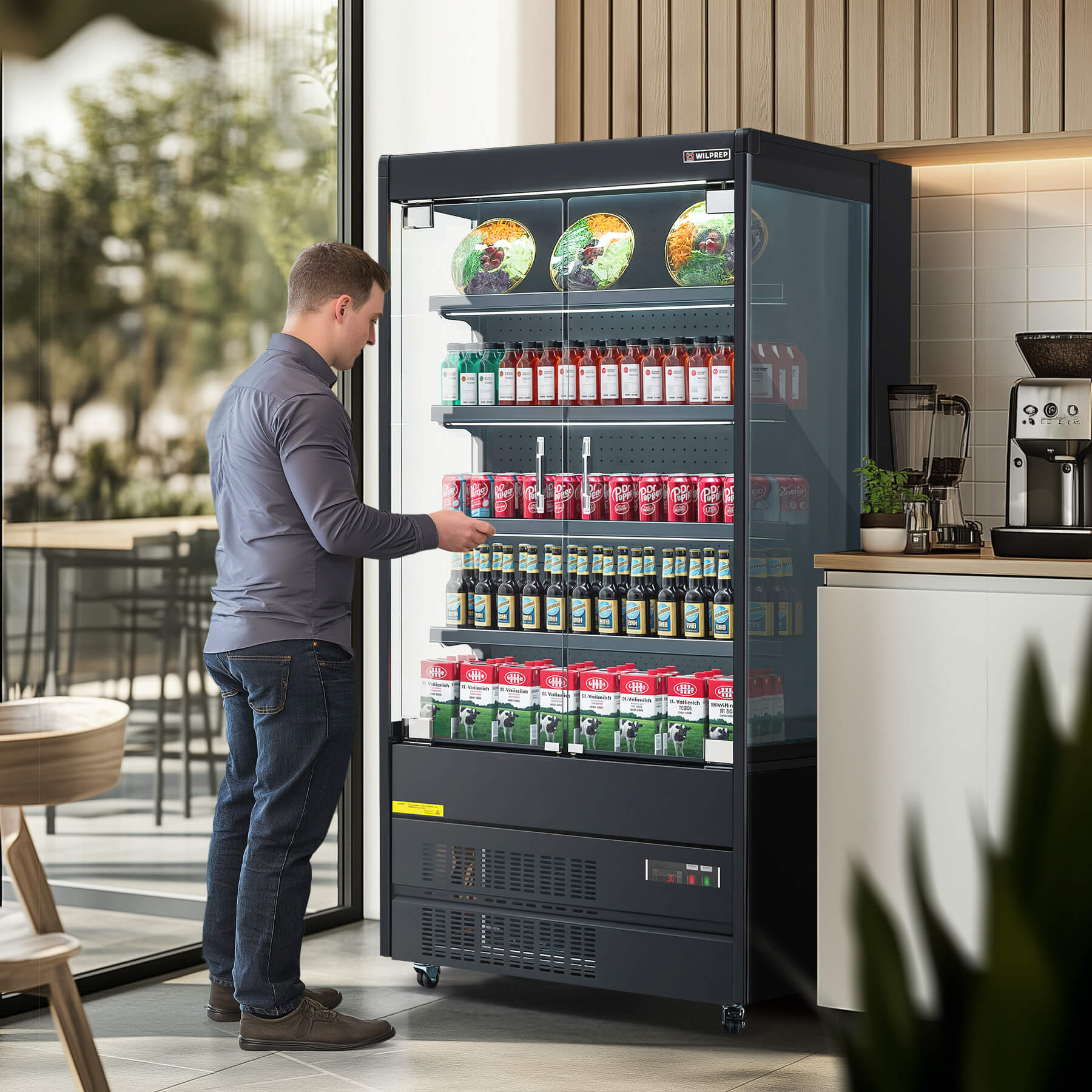 39" Black 3 Sided Glass Display Refrigerator