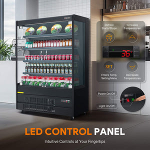 LED control panel with intuitive, easy-to-use settings for display refrigerator.