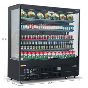 Wilprep 76-inch black 3-sided glass display refrigerator