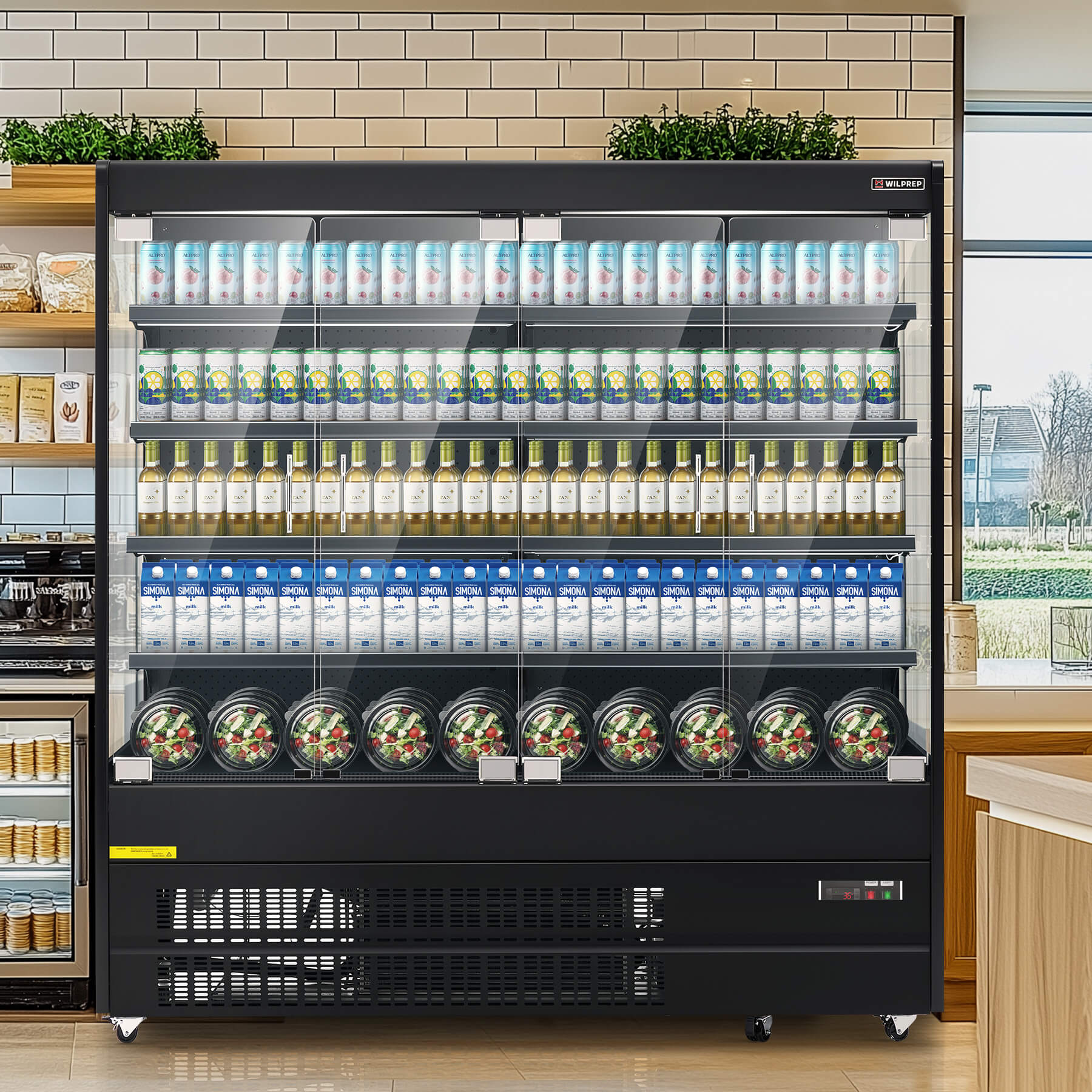 76" Black 3 Sided Glass Display Refrigerator with 29.7 cu. ft. Volume