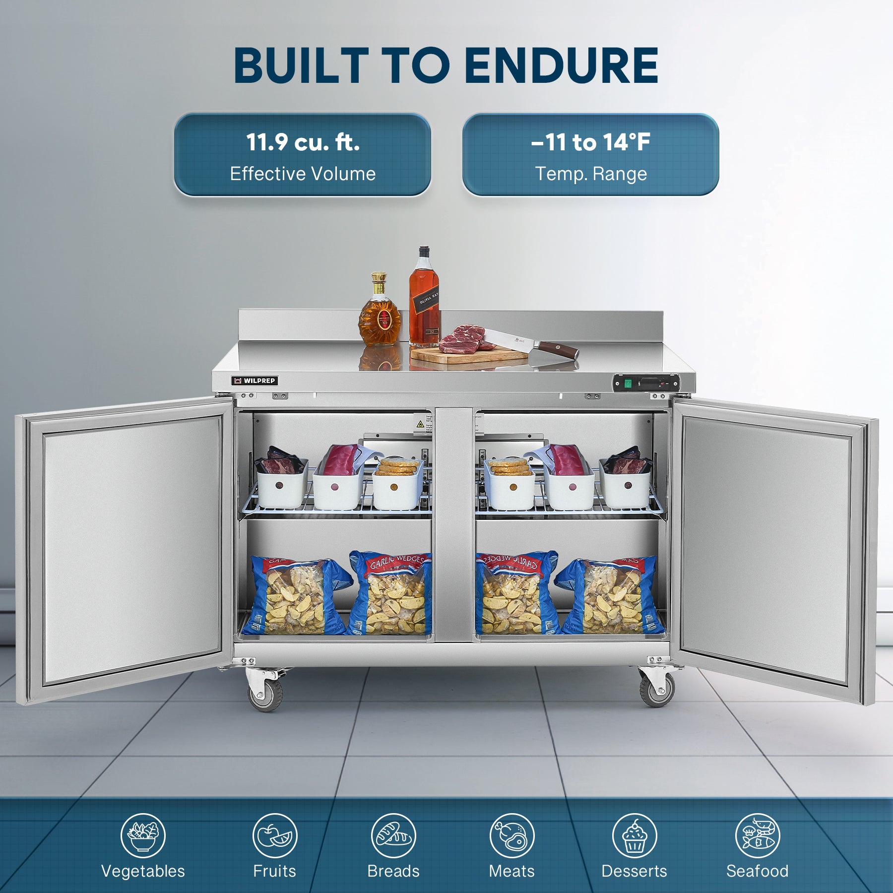 Wilprep 48-inch worktop freezer temperature