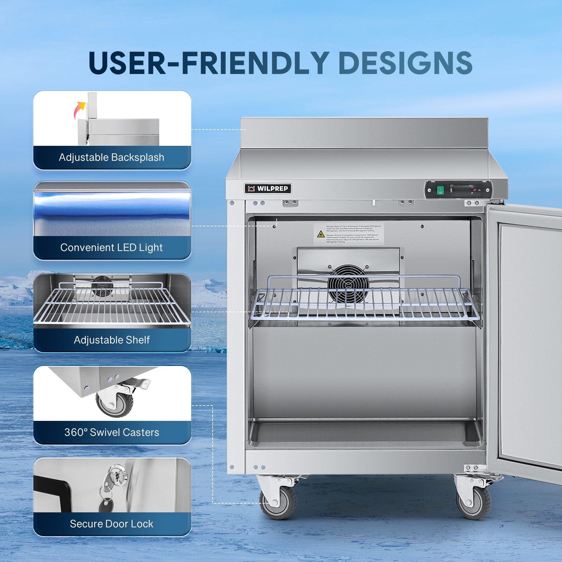 Wilprep 28 inch undercounter worktop refrigerator design