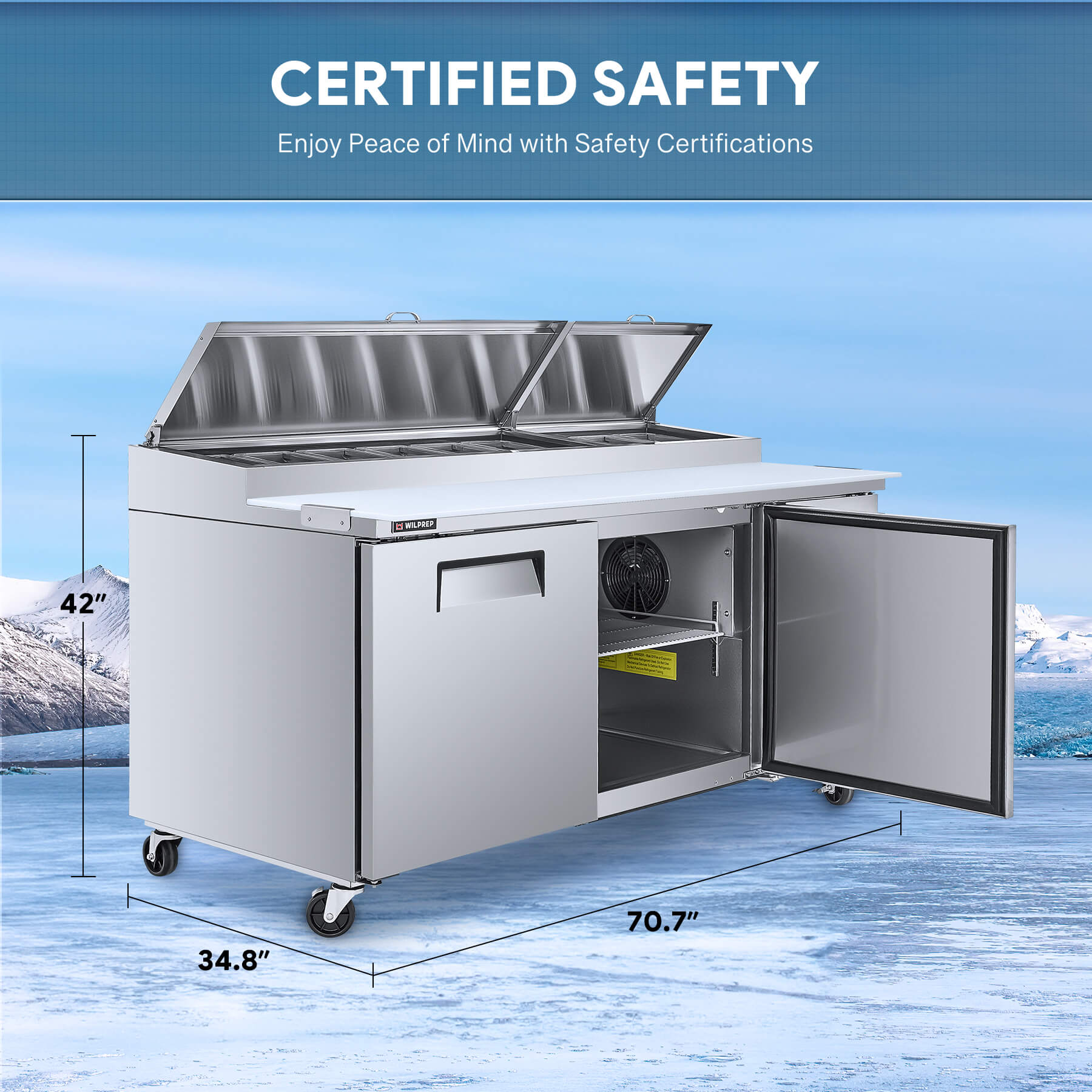 72 Sandwich Stainless Steel Prep Table for Sale