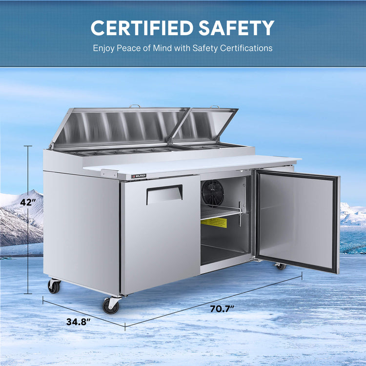 72 Sandwich Stainless Steel Prep Table for Sale