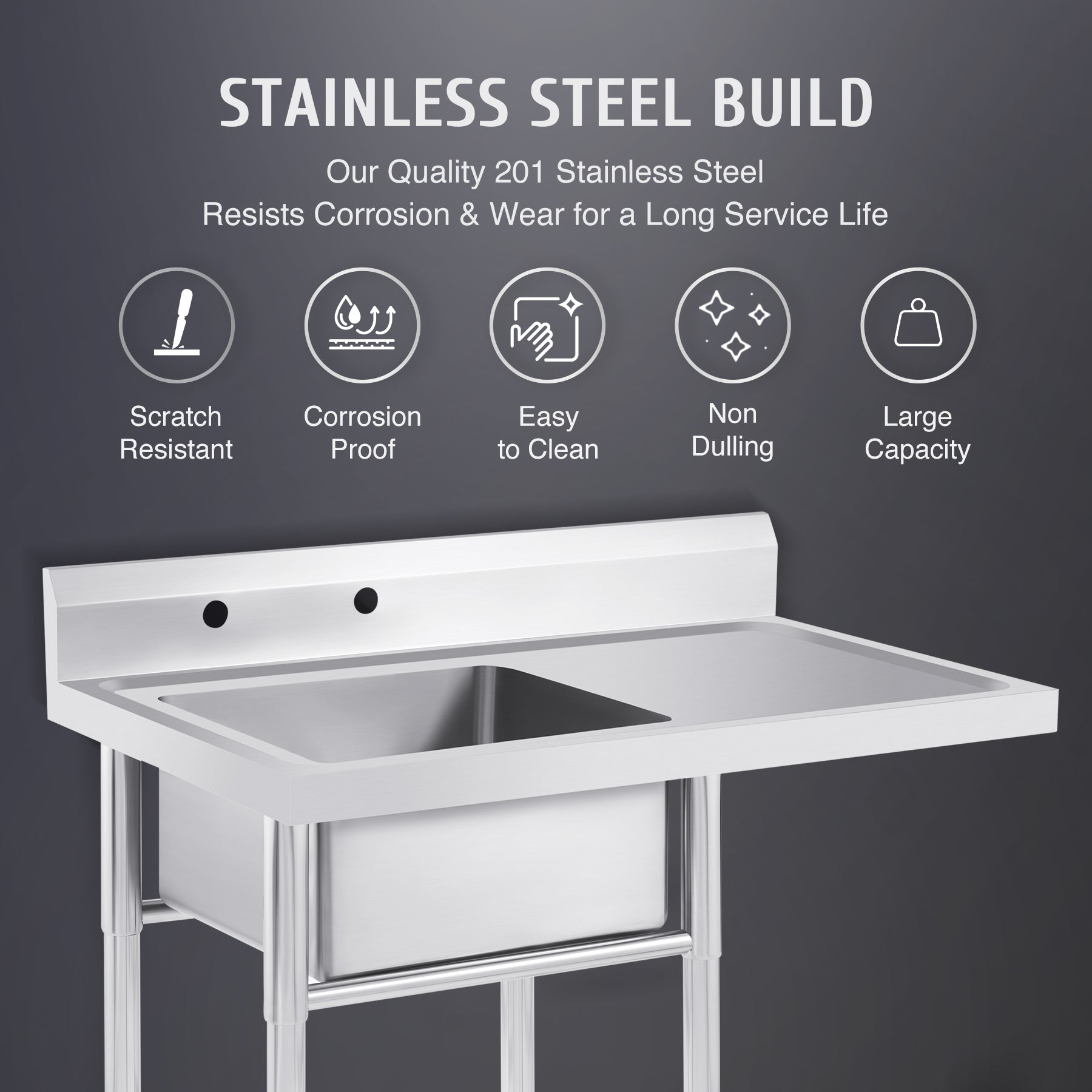 Commercial Stainless Steel Three Compartment Sink