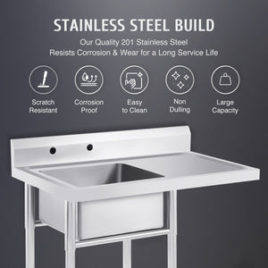Commercial Stainless Steel Three Compartment Sink