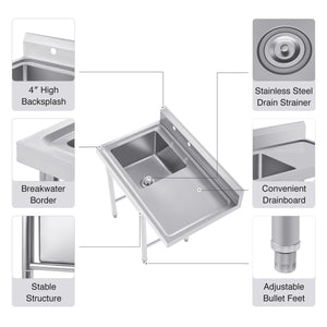 Stainless Steel Three Compartment Commercial Sink