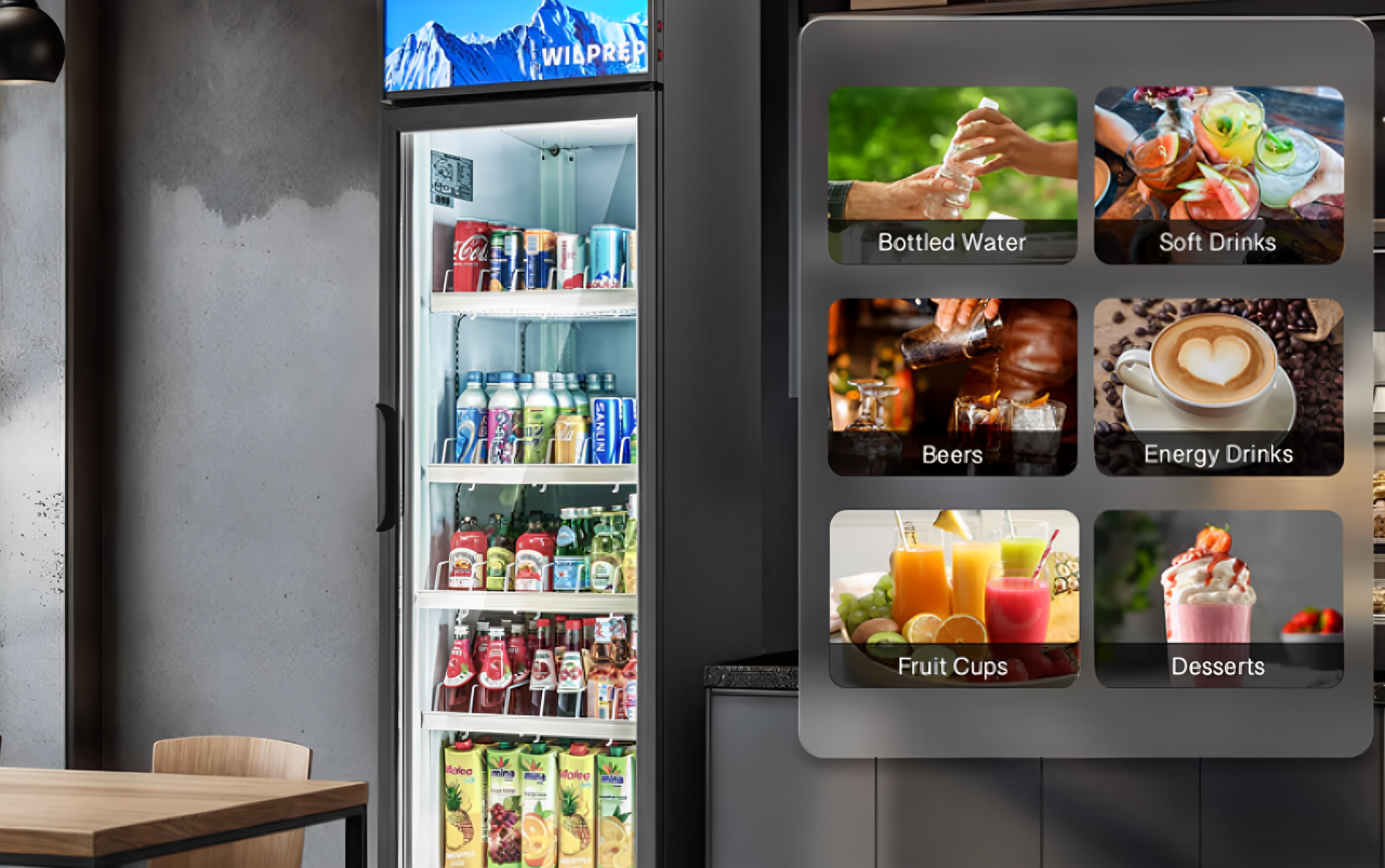 a well organized commercial refrigertor with ready-to-eat foods at the top