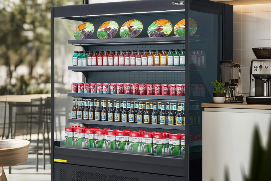 how much electricity does an open-curtain refrigerator consume in  a month?