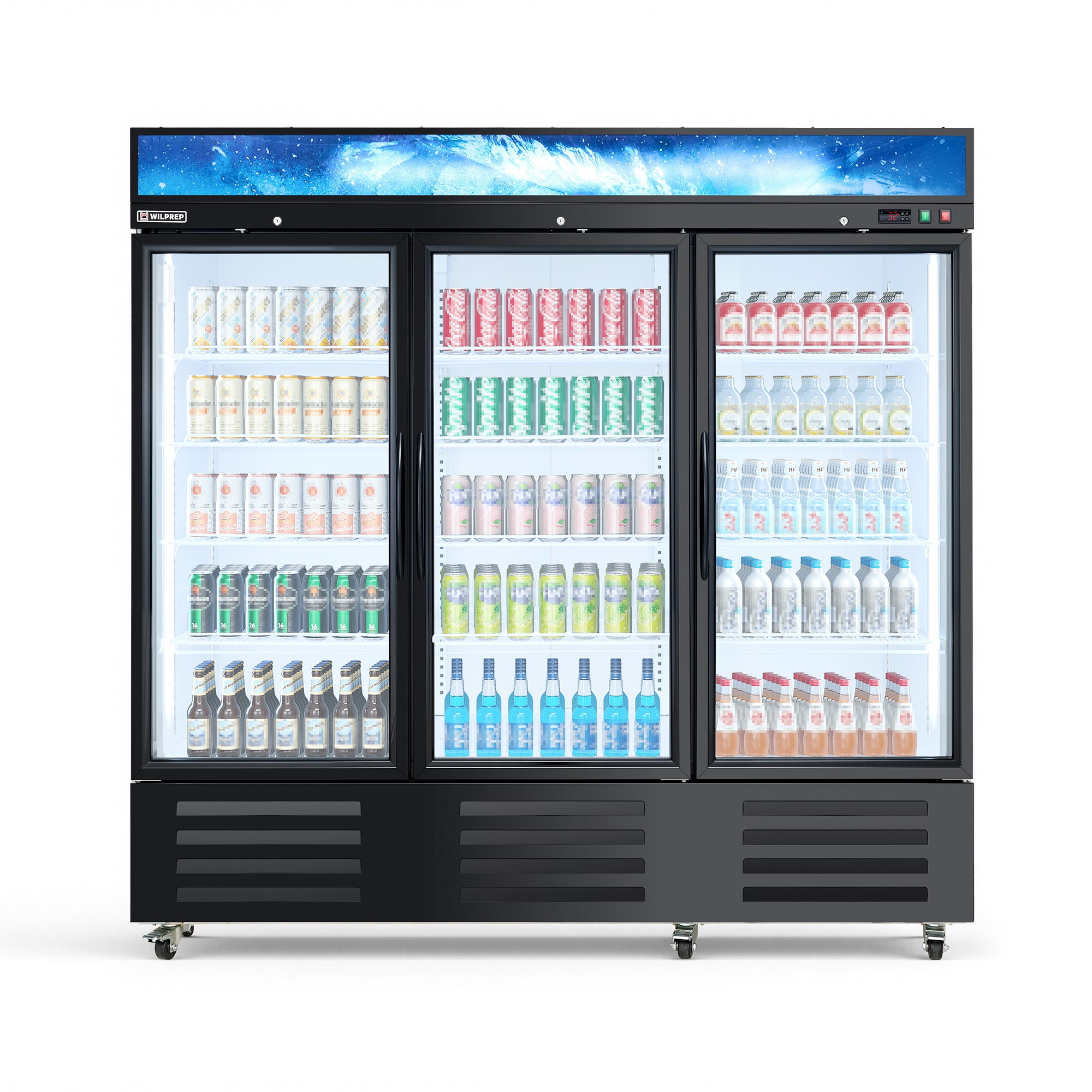 81" Commercial Display Refrigerator, 54.9 cu. ft. UL Certified Swing Triple-Door