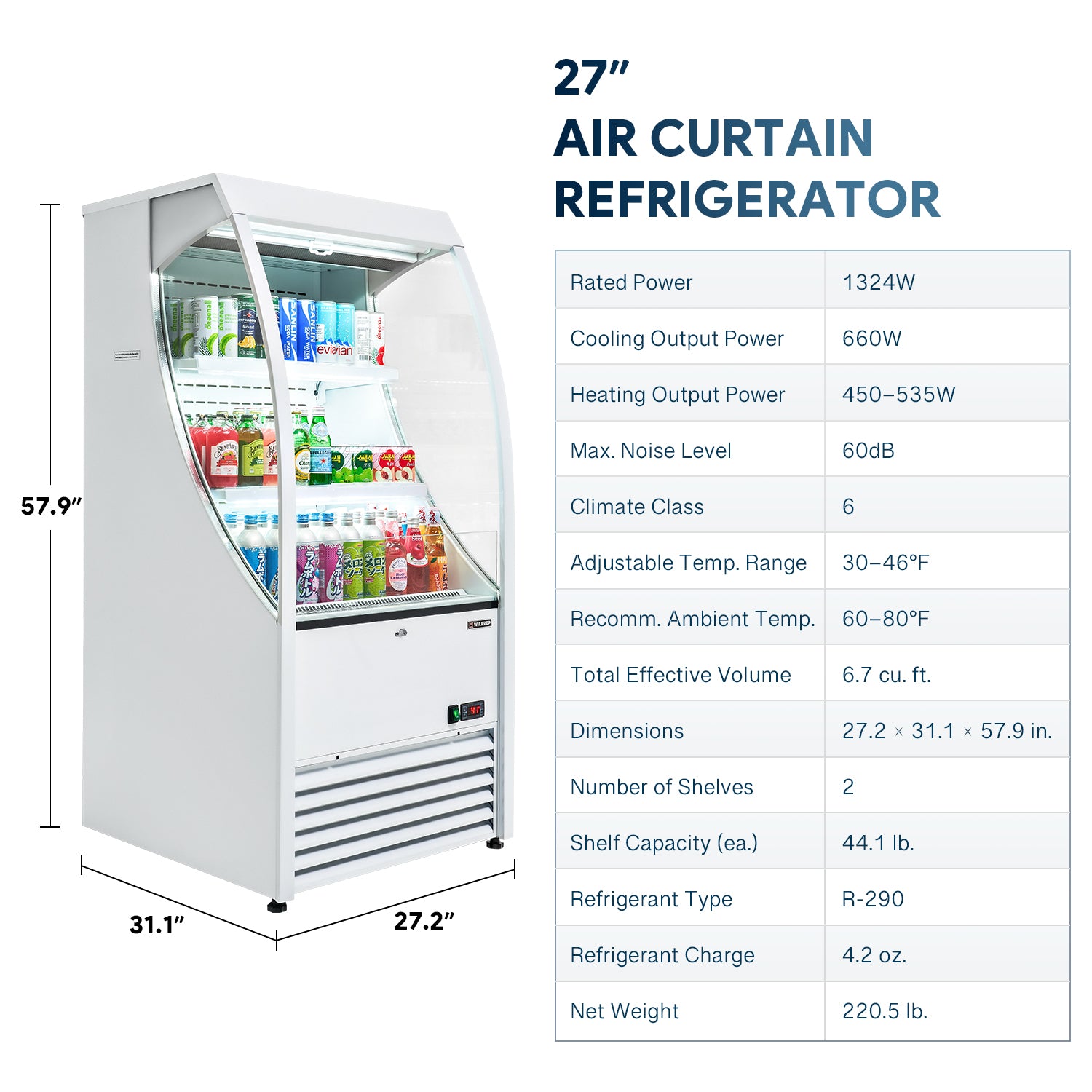 27" Vertical Open Air Merchandiser Refrigerator 6.7 cu. ft. Capacity