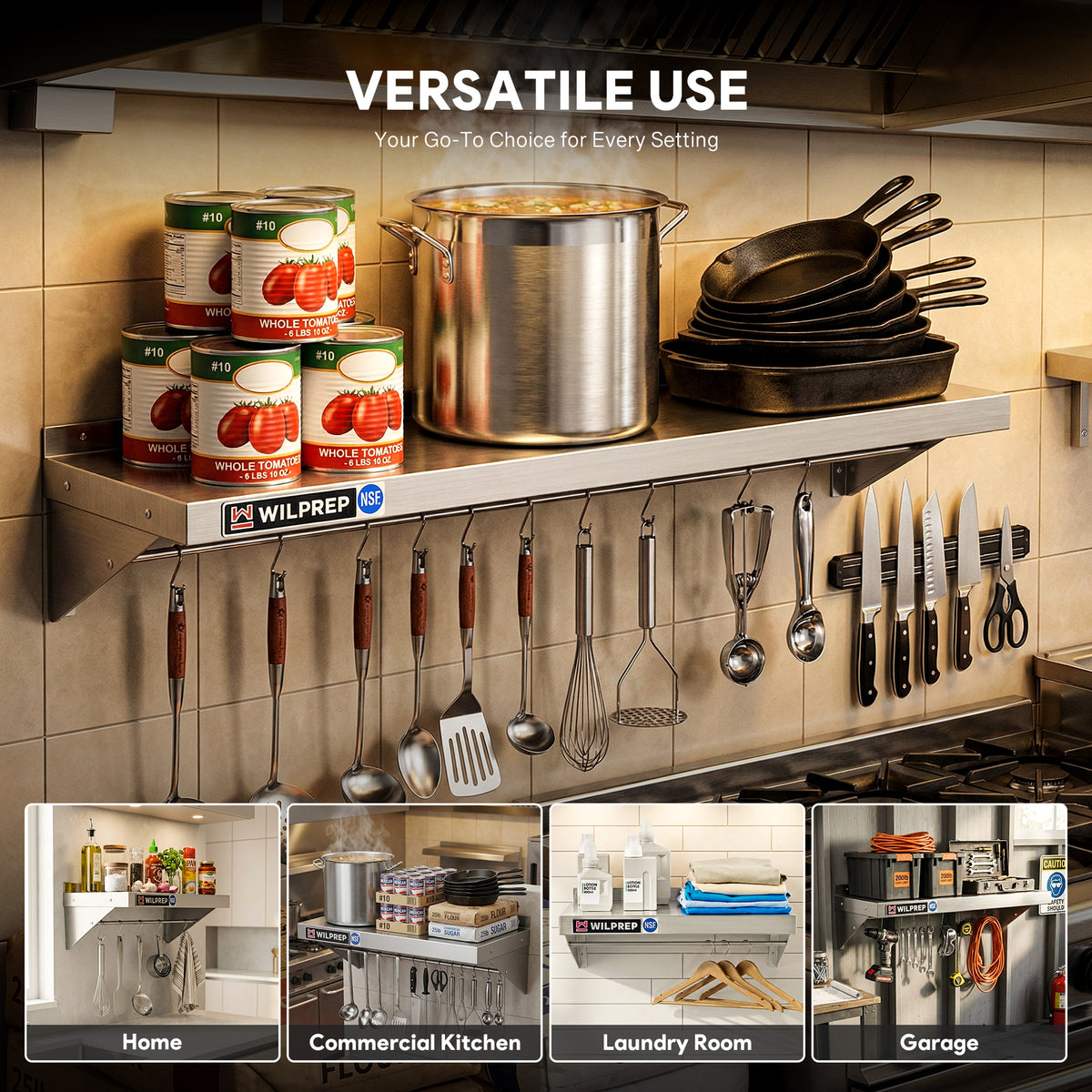 NSF Stainless Steel Wall Mount Shelf