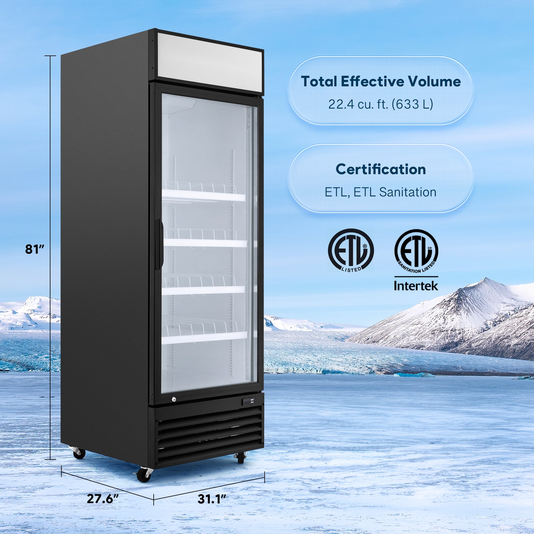 Wilprep 27.6 inch single door commercial refrigerator specification