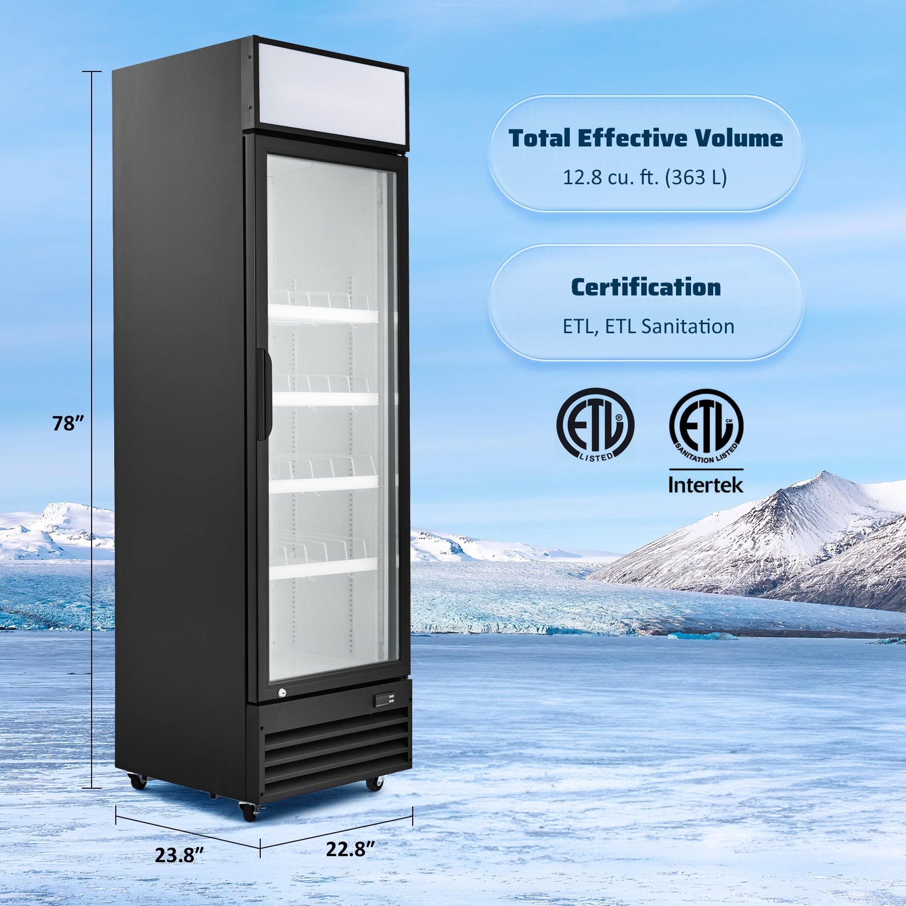 Wilprep commercial glass door refrigerator specification