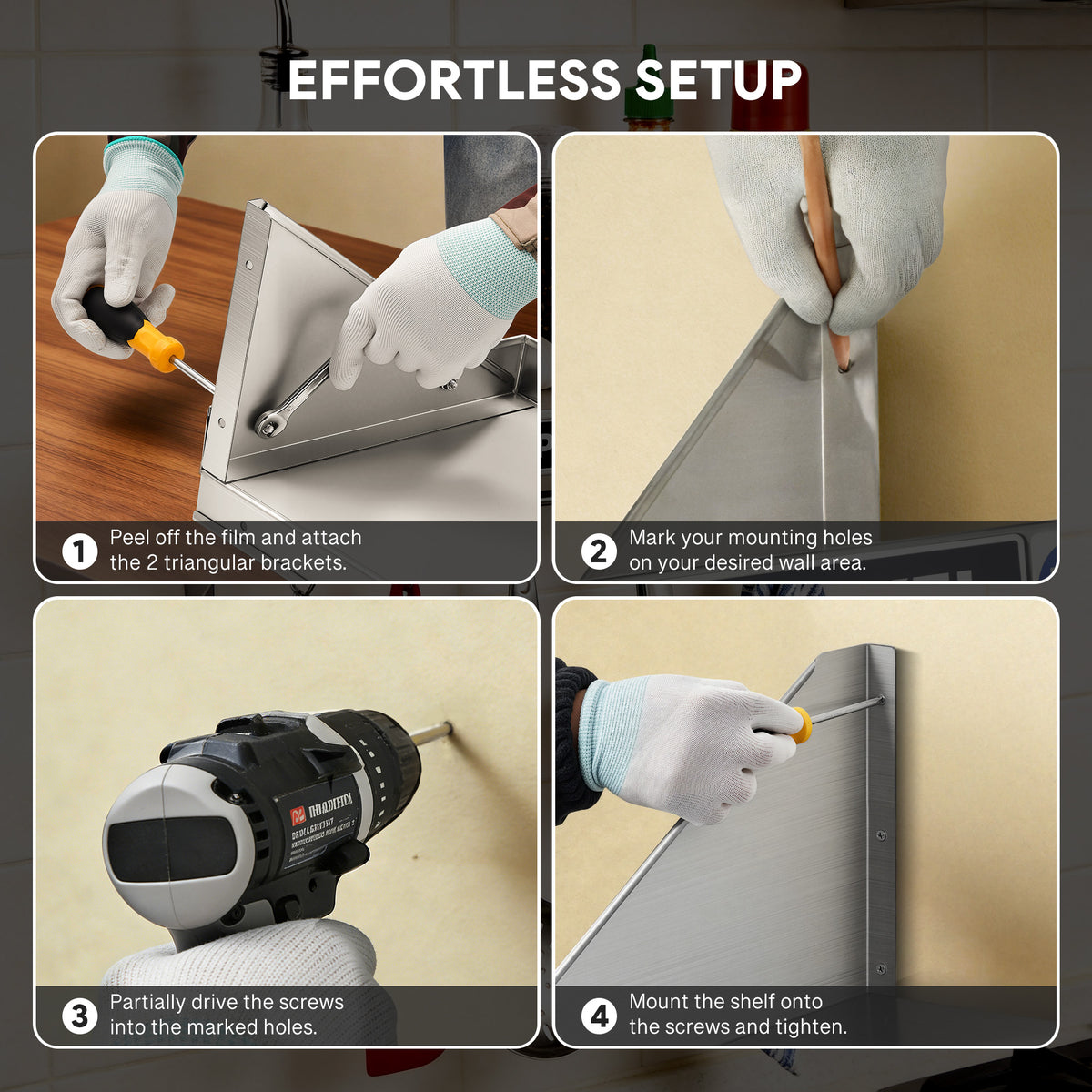NSF Stainless Steel Wall Mount Shelf