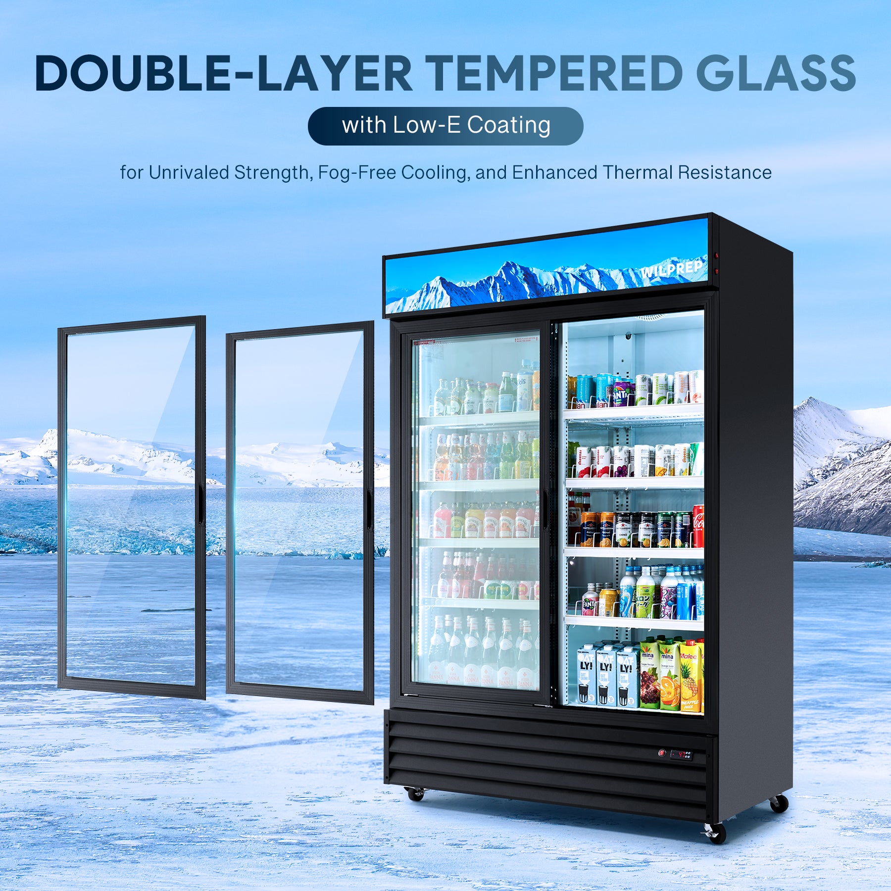 Wilprep 2 glass door commercial refrigerator with glass doors