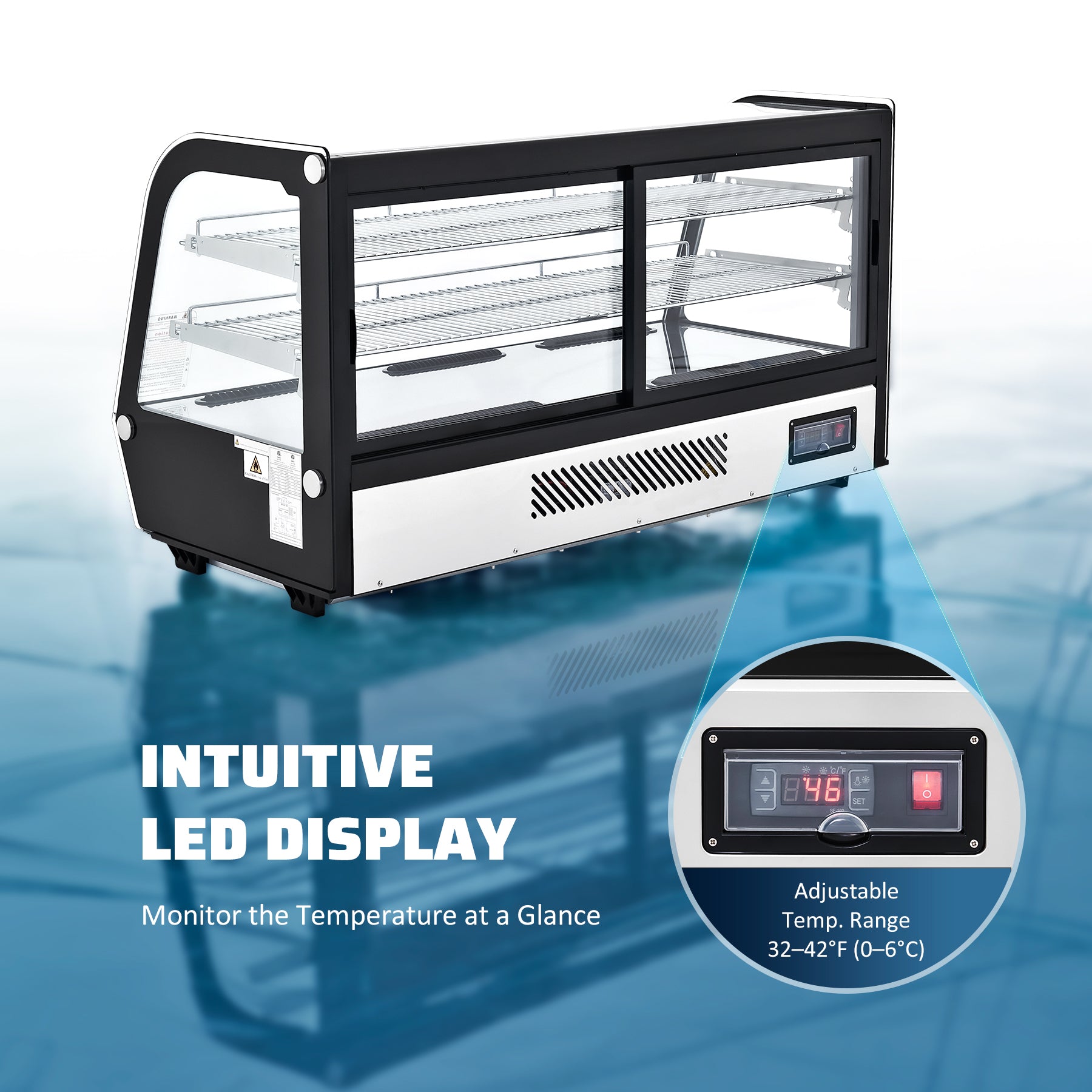 Wilprep 48-inch countertop display refrigerator temperature monitor