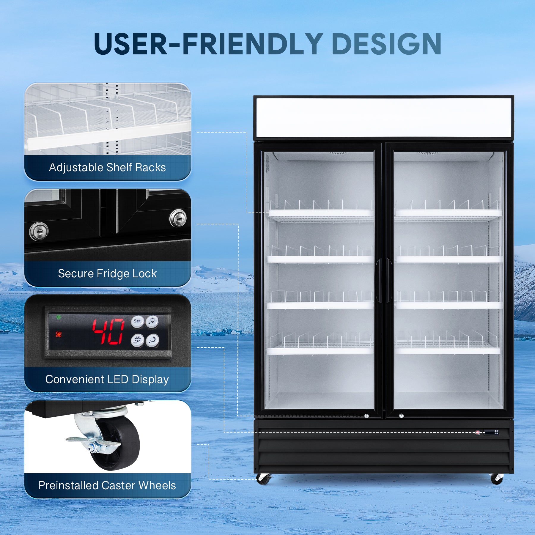 Wilprep 2 door commercial refrigerator friendly design