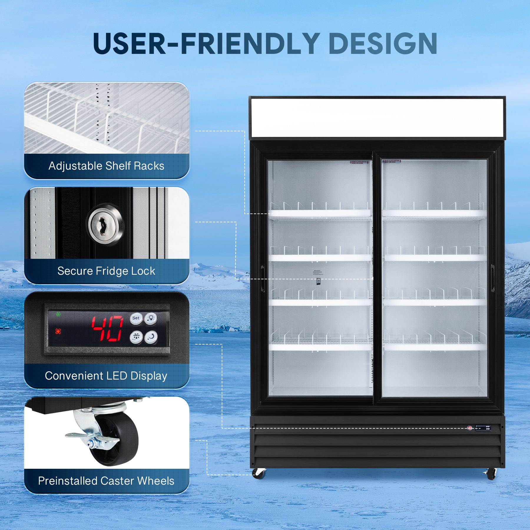 Wilprep 2 door merchandiser refrigerator specification
