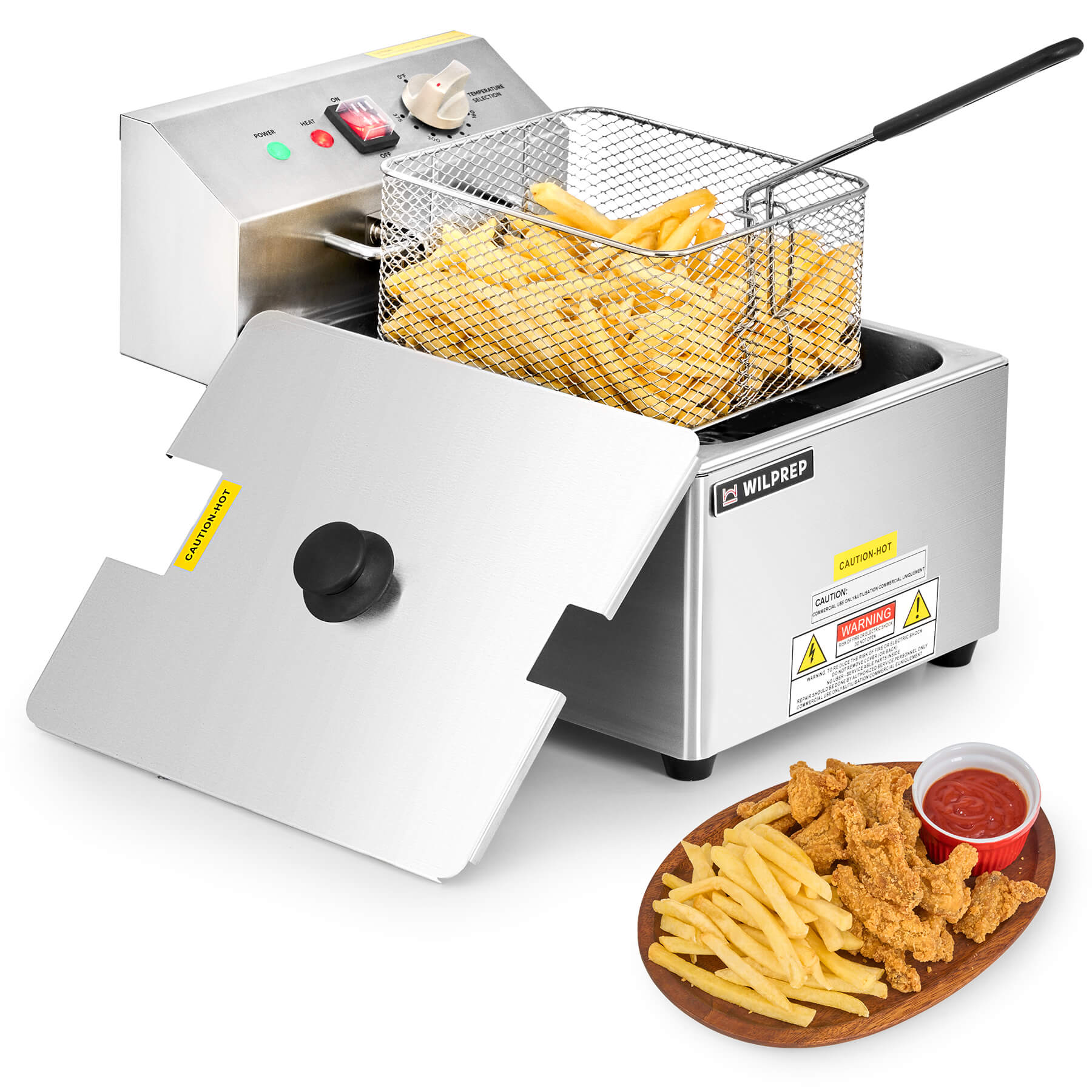 1600W Electric Deep Fryer, 10 lb with single baskets