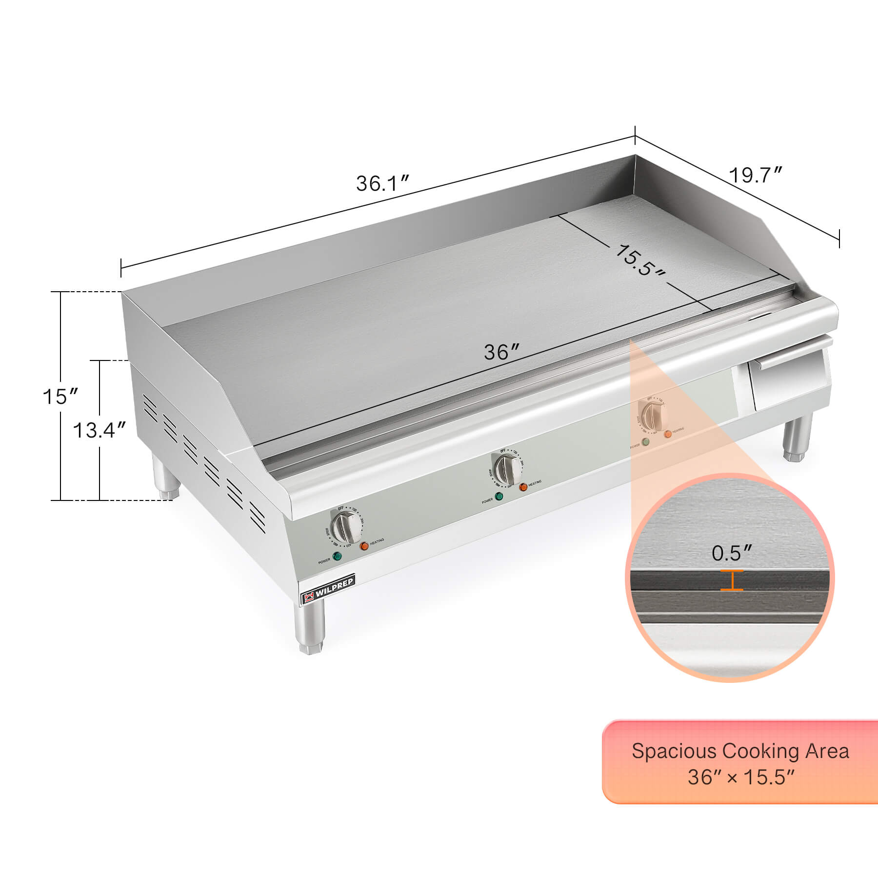 36 Inch Commercial Countertop Griddle