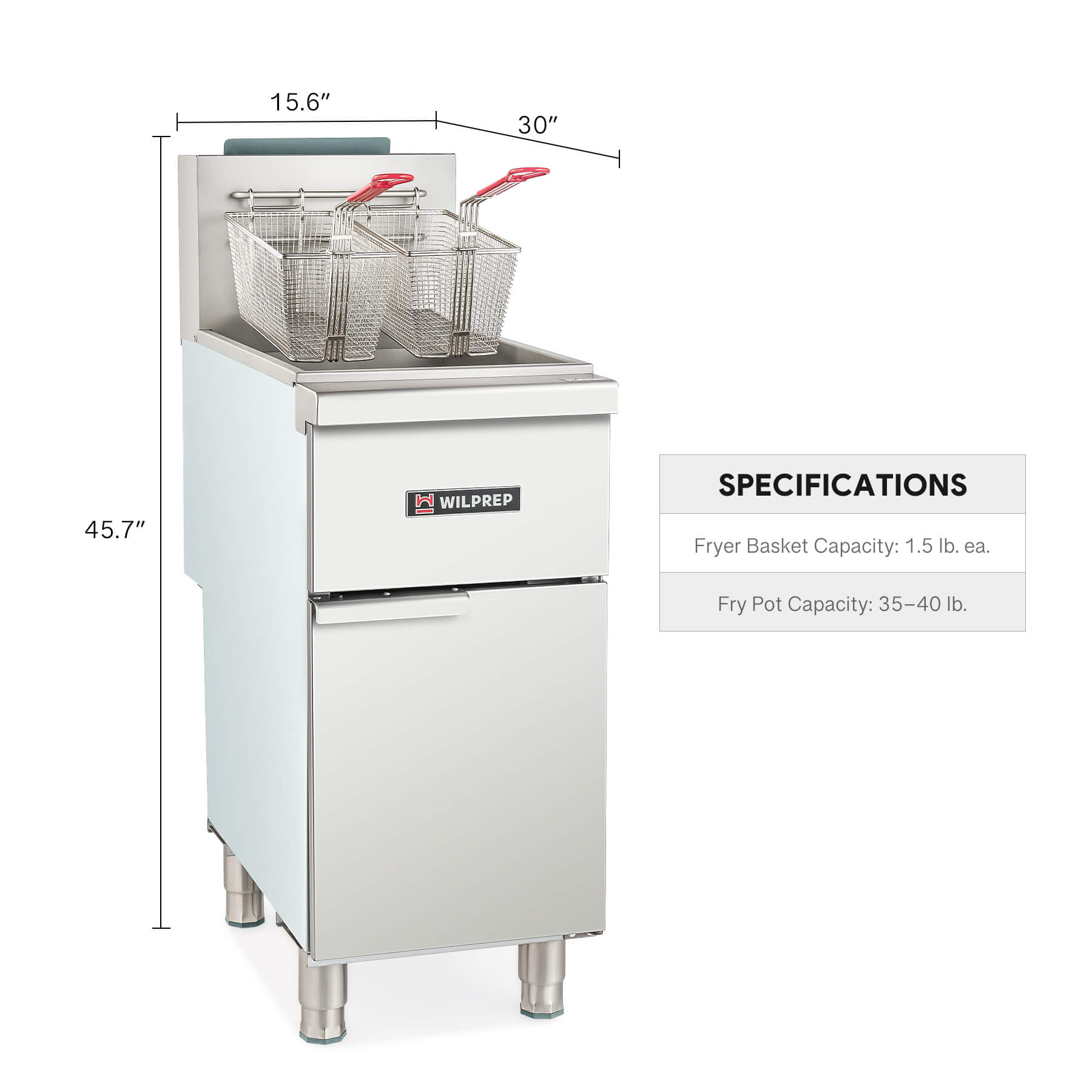 40 lb. Floor Fryer with 2 Baskets Liquid Propane - 90,000 BTU
