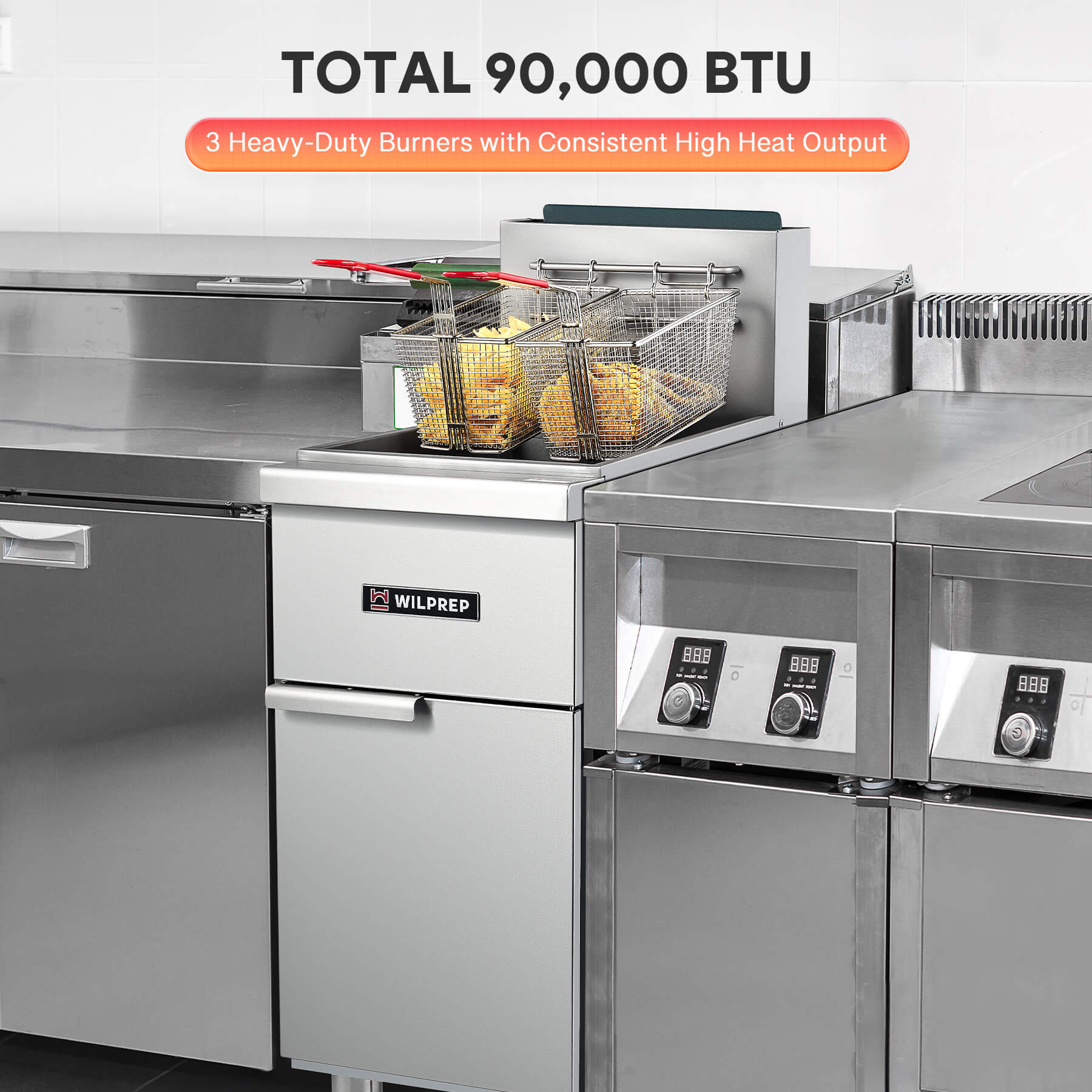 40 lb. Floor Fryer with 2 Baskets Liquid Propane - 90,000 BTU
