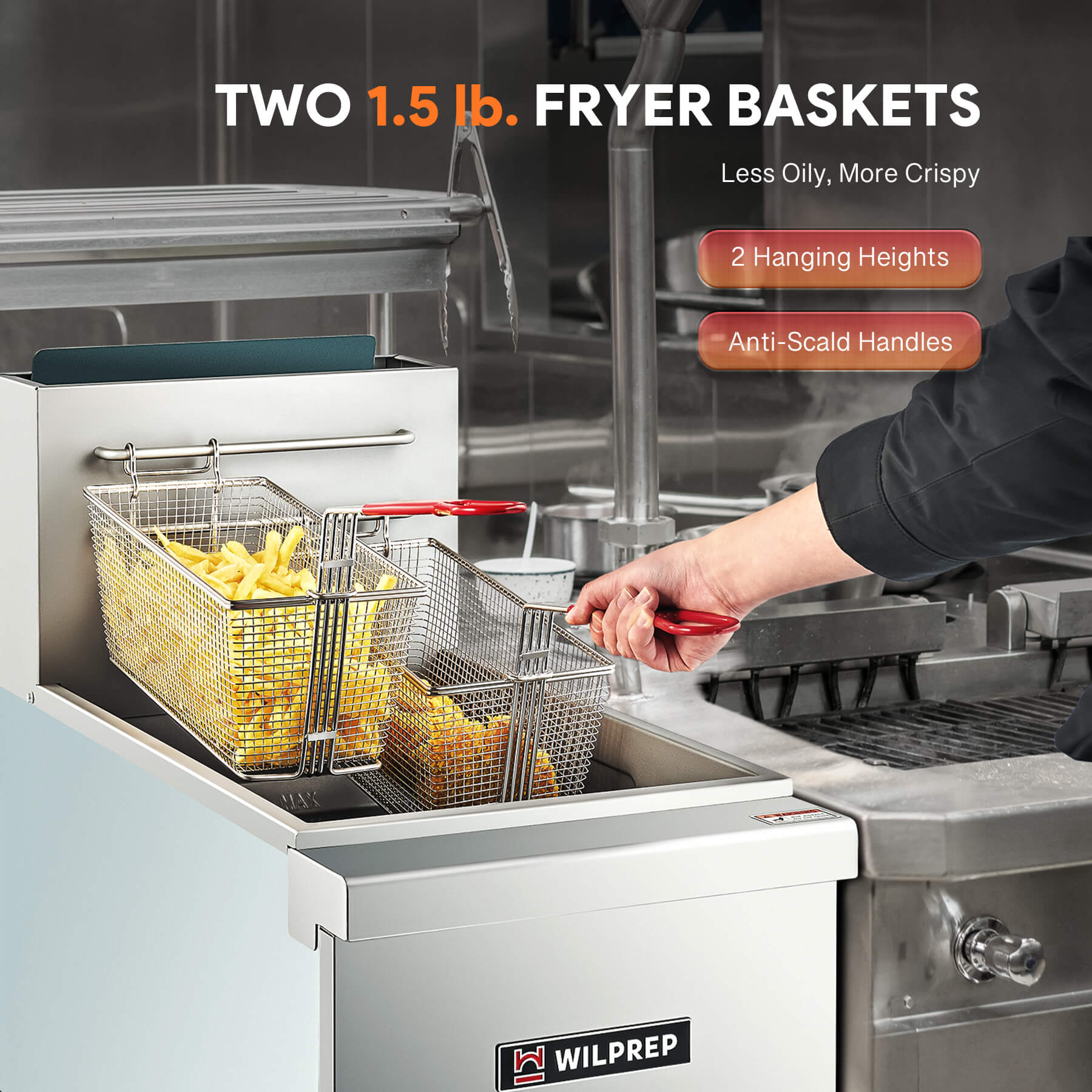 40 lb. Floor Fryer with 2 Baskets Liquid Propane - 90,000 BTU

