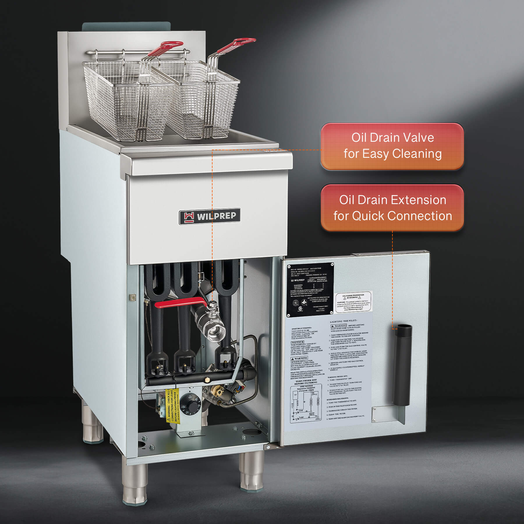 50 lb Floor Fryer with 2 Baskets Nature Gas -120,000 BTU

