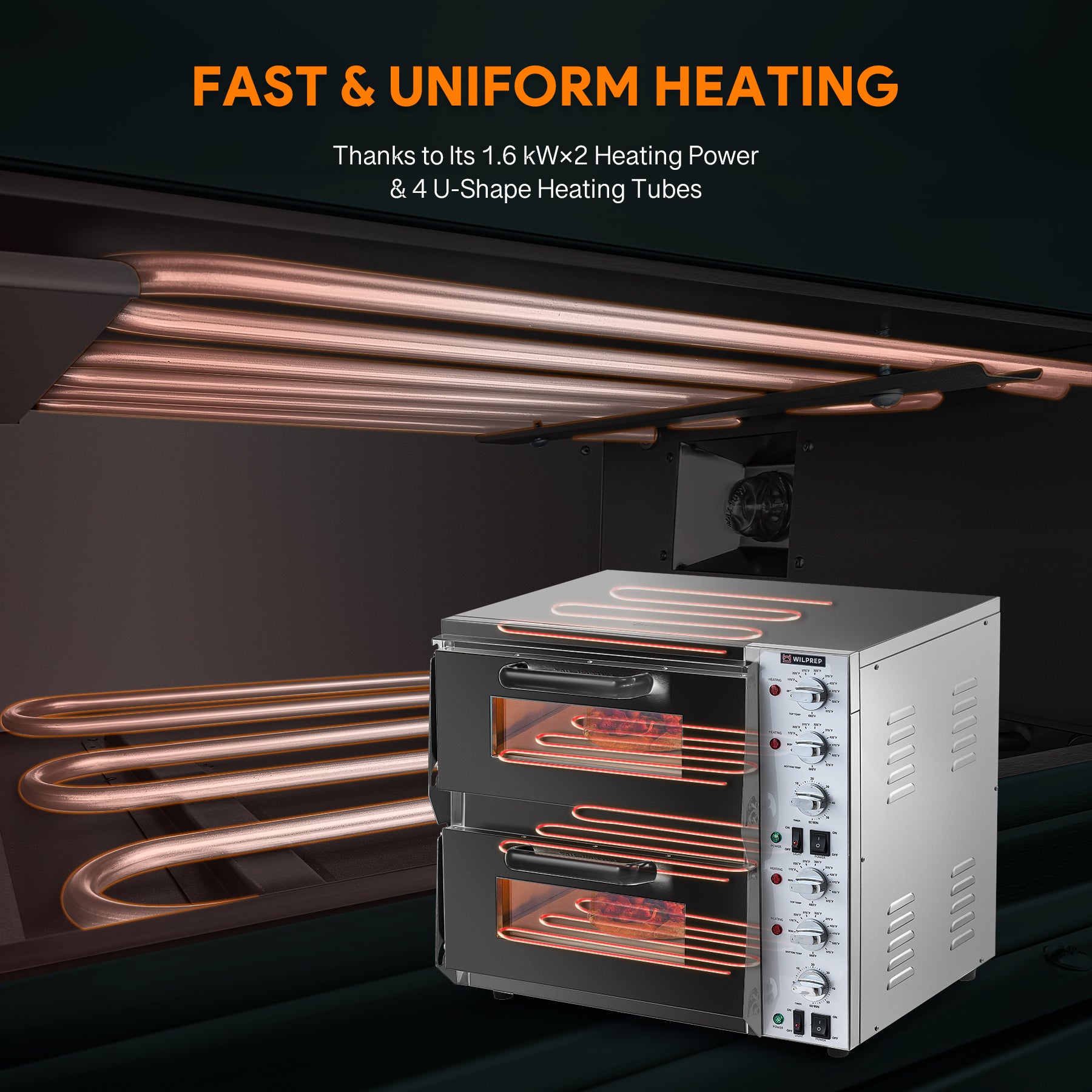Commercial Countertop Pizza Oven Double Deck for 16" Pizza
