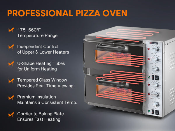 Commercial Countertop Pizza Oven Double Deck for 16" Pizza
