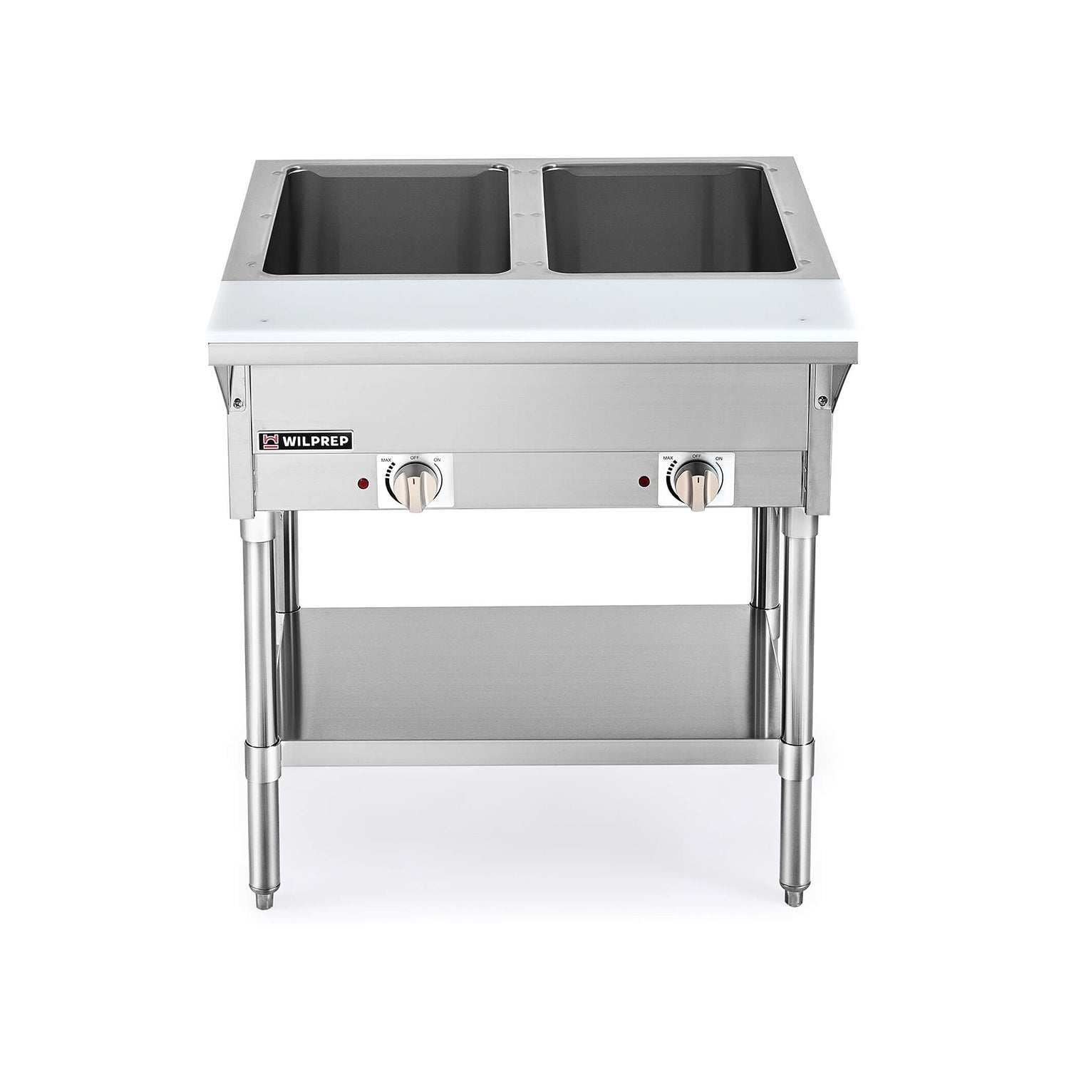 2 Well Electric Steam Table with Storage Shelf 1000W