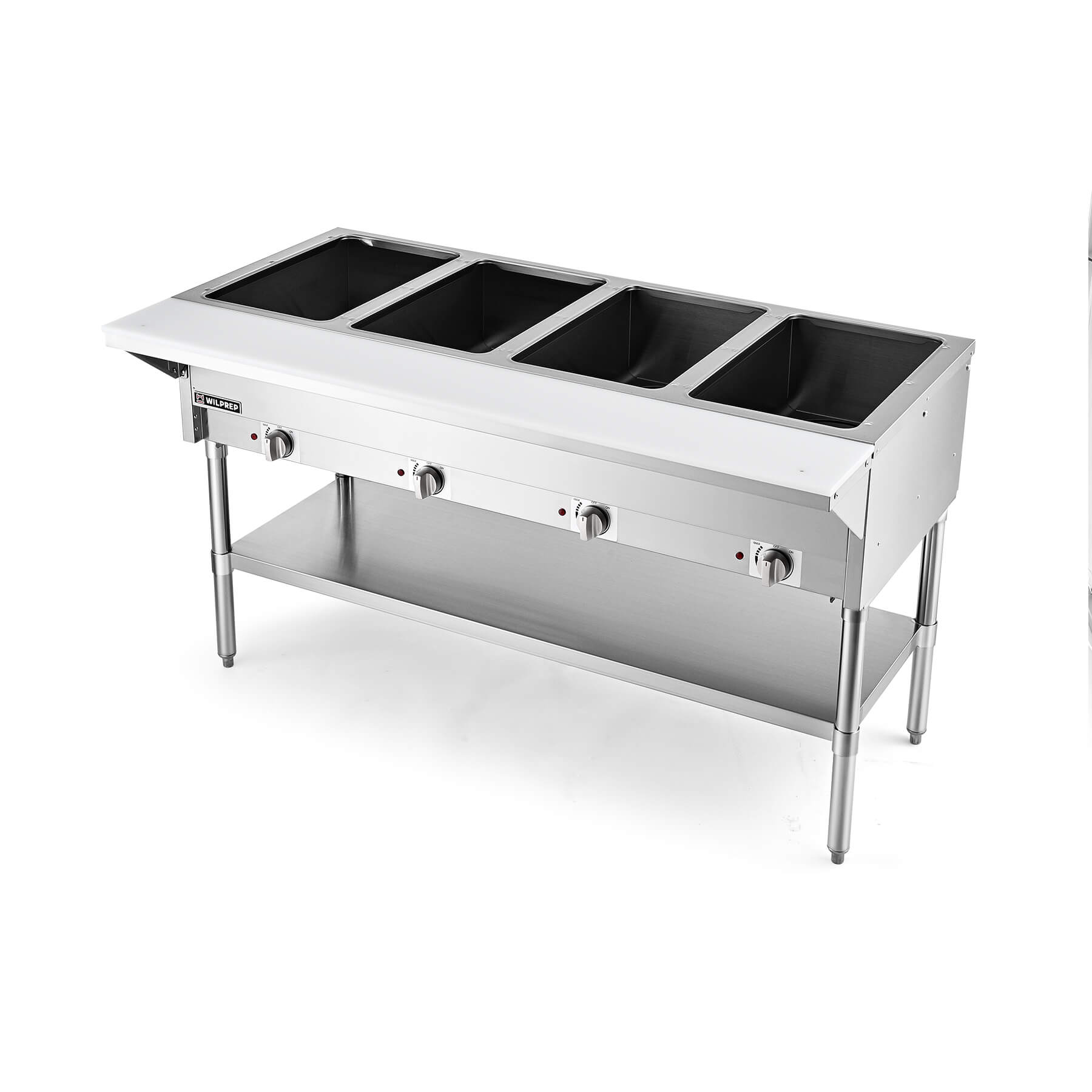 4 Well Electric Steam Table with Storage Shelf 2000W
